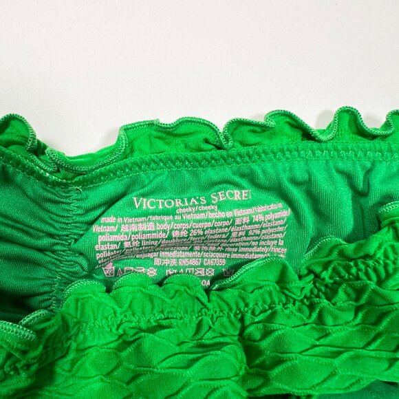 Victoria Secret Large L Bikini Bottom Ruffle Cheeky Ruched Textured Jade Green - Picture 6 of 6